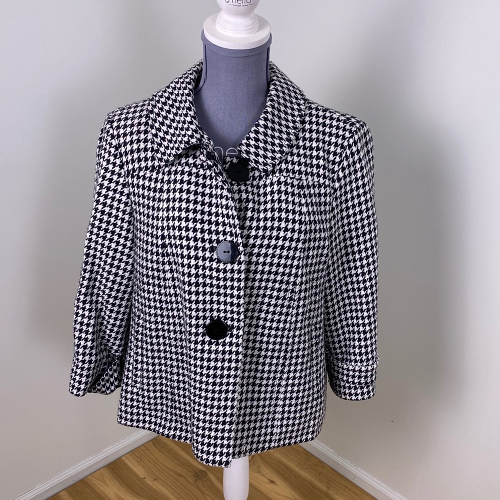Larry Levine Houndstooth Button Down Jacket 12 - image 1